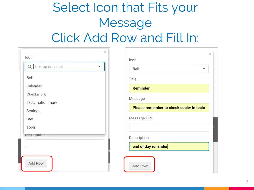 select icon that fits your message click