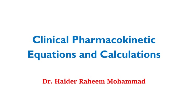 clinical pharmacokinetic equations