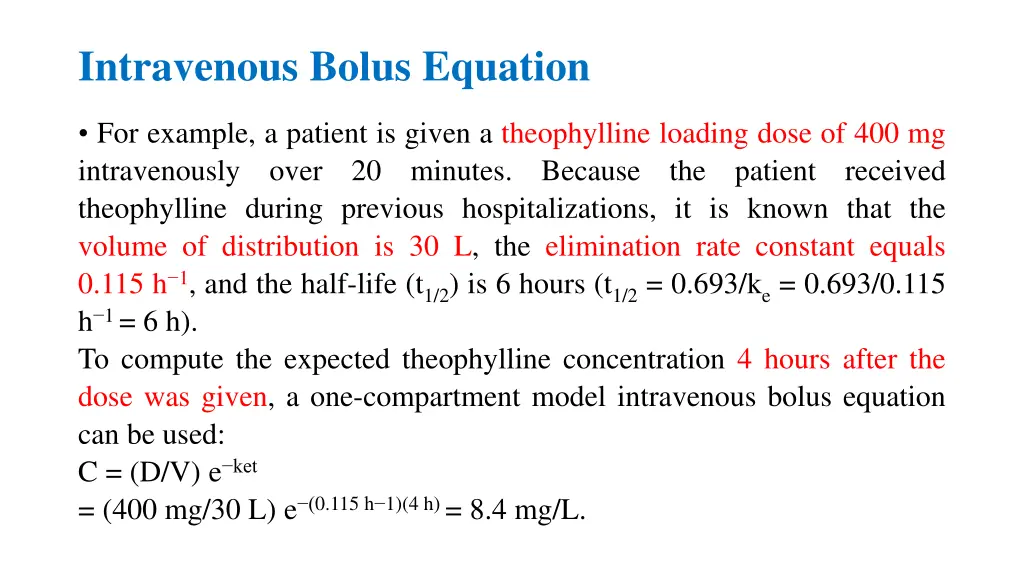 intravenous bolus equation 3