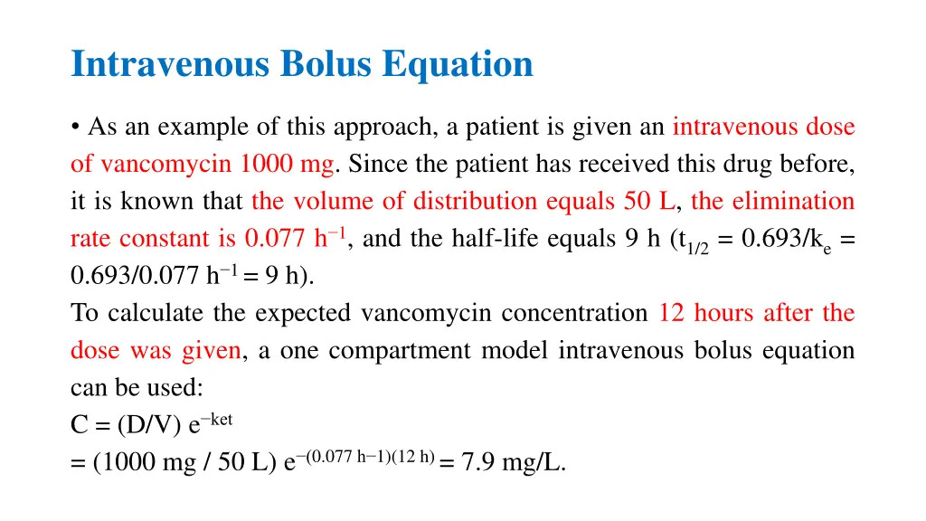 intravenous bolus equation 5