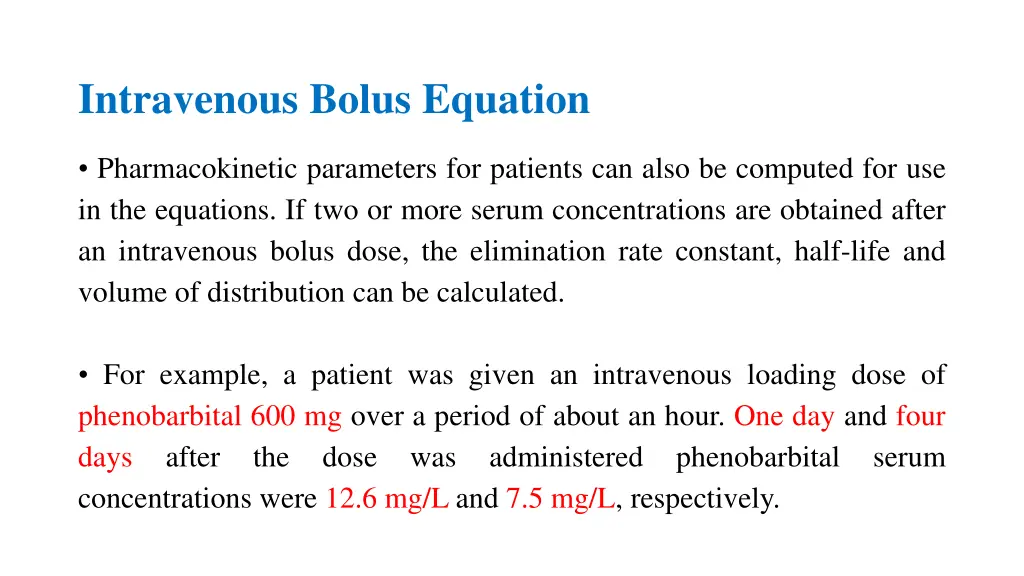 intravenous bolus equation 6