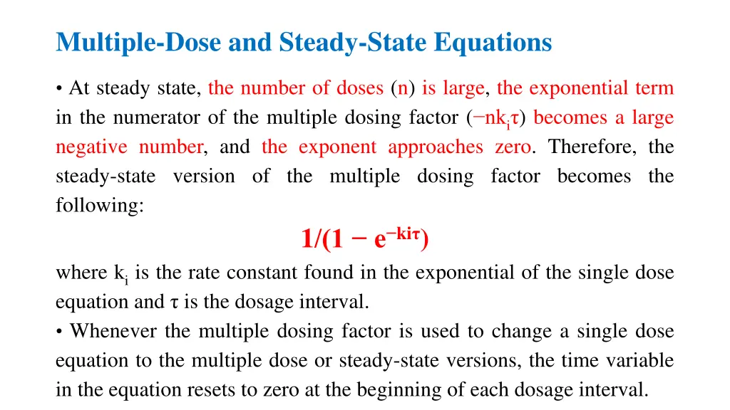 multiple dose and steady state equations 1