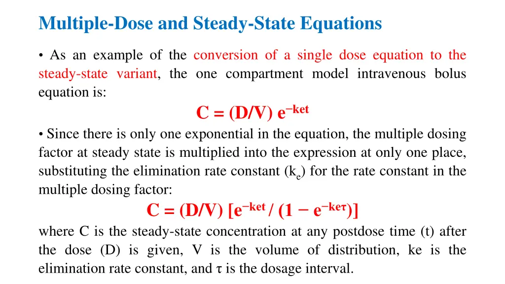 multiple dose and steady state equations 2