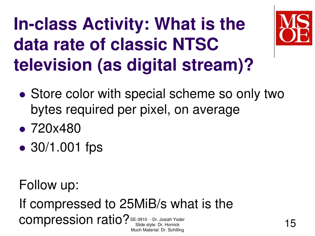 in class activity what is the data rate