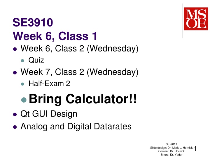 se3910 week 6 class 1 week 6 class 2 wednesday