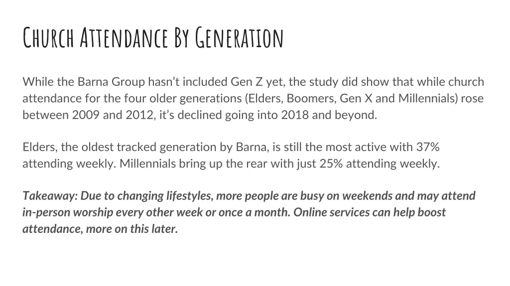 church attendance by generation