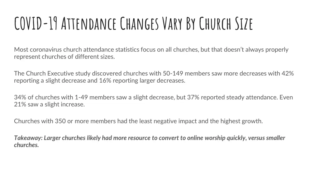 covid 19 attendance changes vary by church size