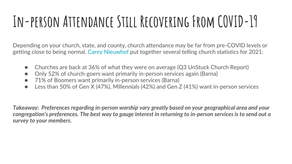 in person attendance still recovering from covid