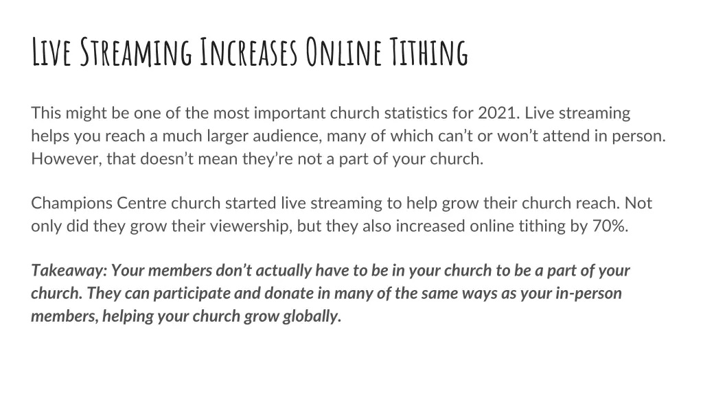 live streaming increases online tithing