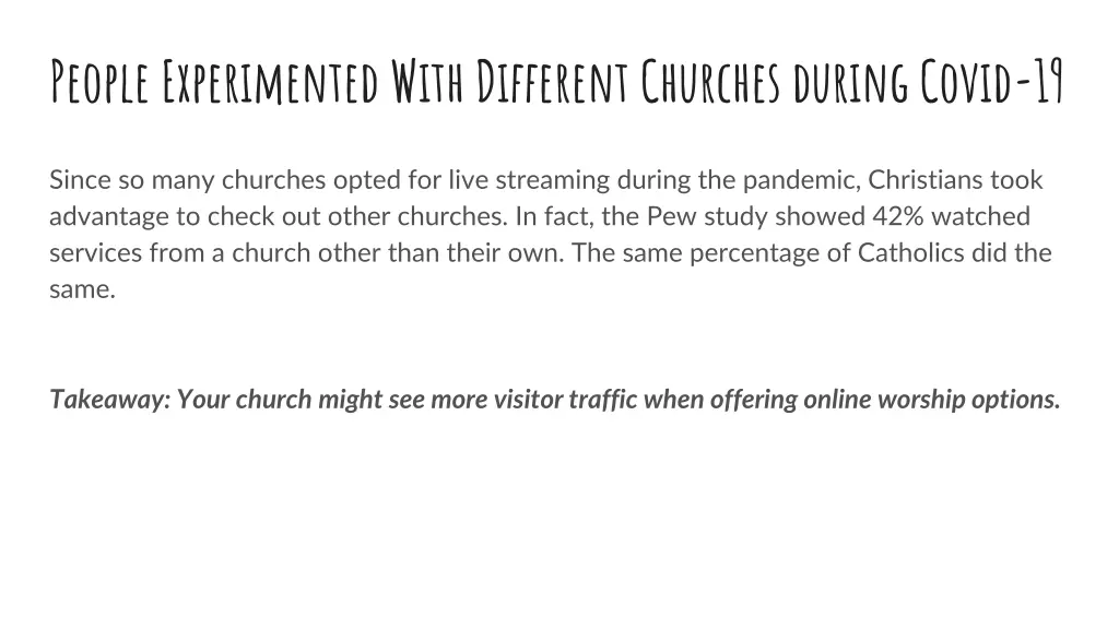 people experimented with different churches
