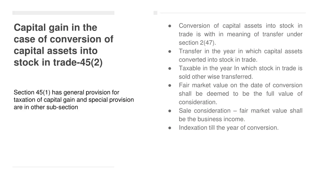 capital gain in the case of conversion of capital