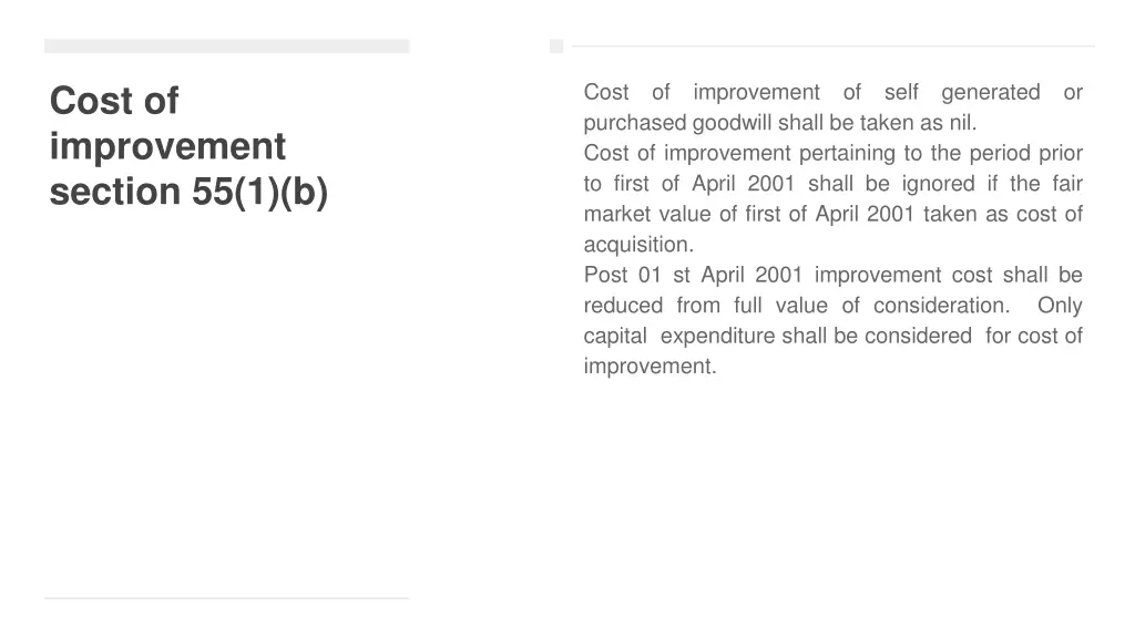 cost of improvement section 55 1 b