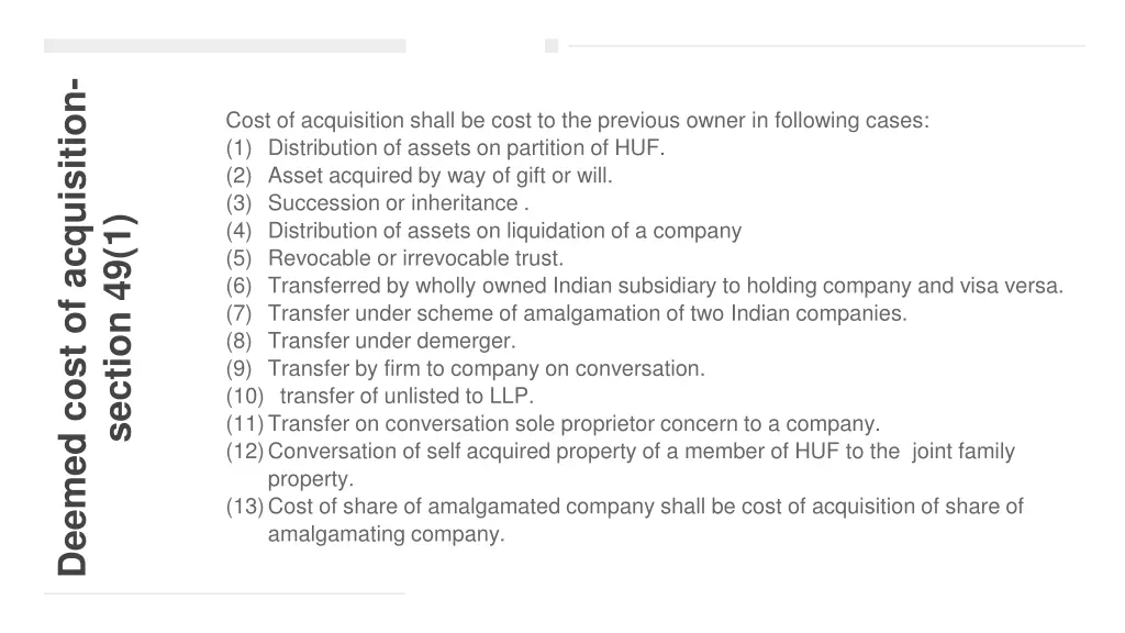 deemed cost of acquisition