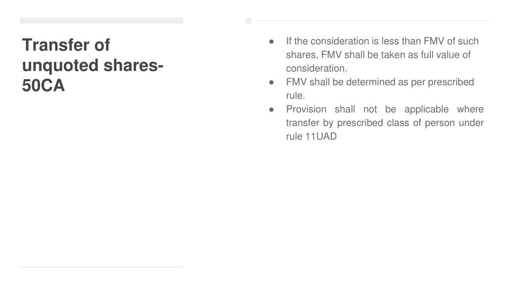transfer of unquoted shares 50ca