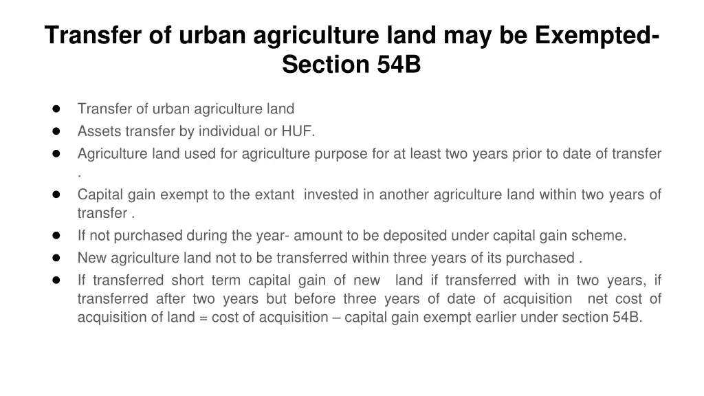 transfer of urban agriculture land