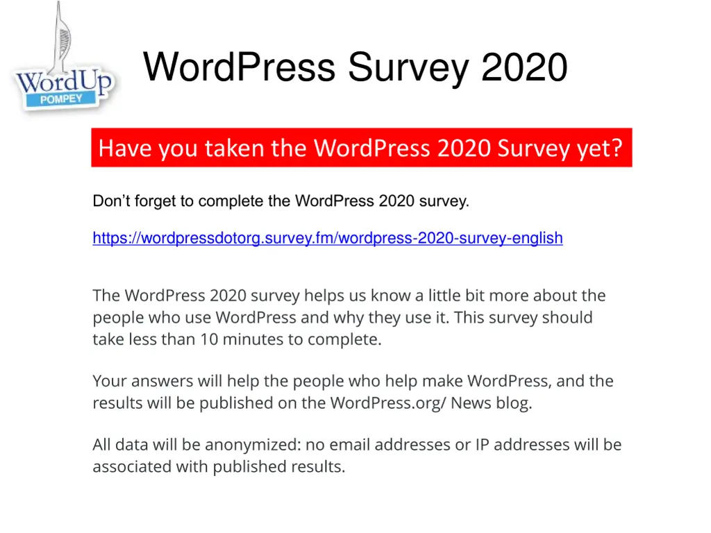 wordpress survey 2020