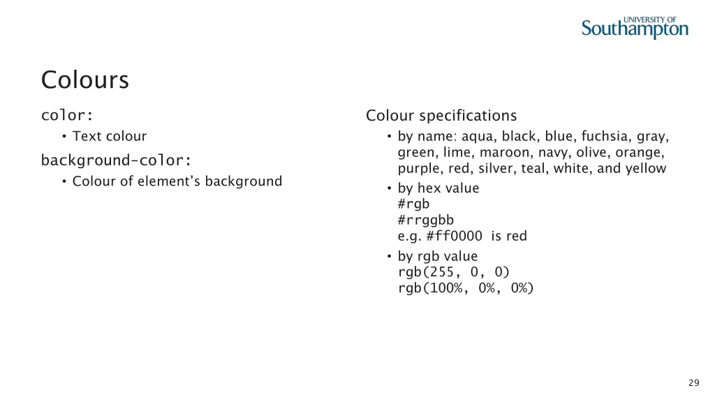 colours