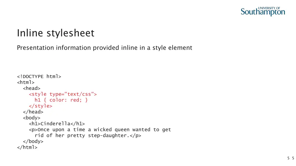inline stylesheet