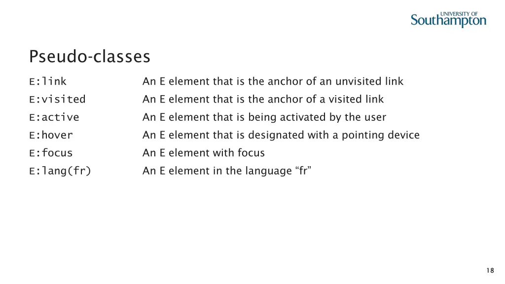 pseudo classes