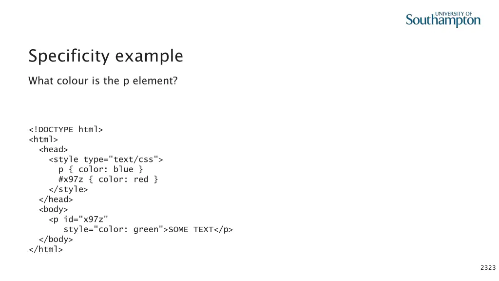 specificity example 1