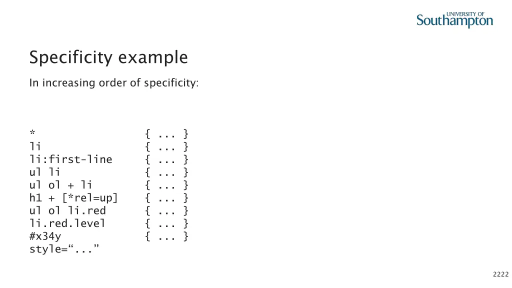 specificity example