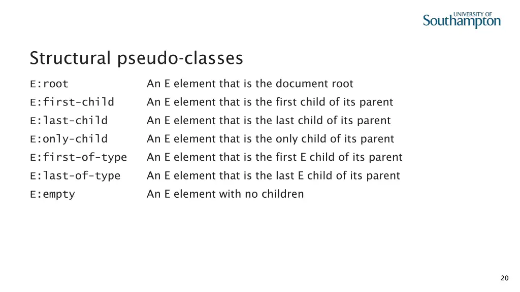 structural pseudo classes
