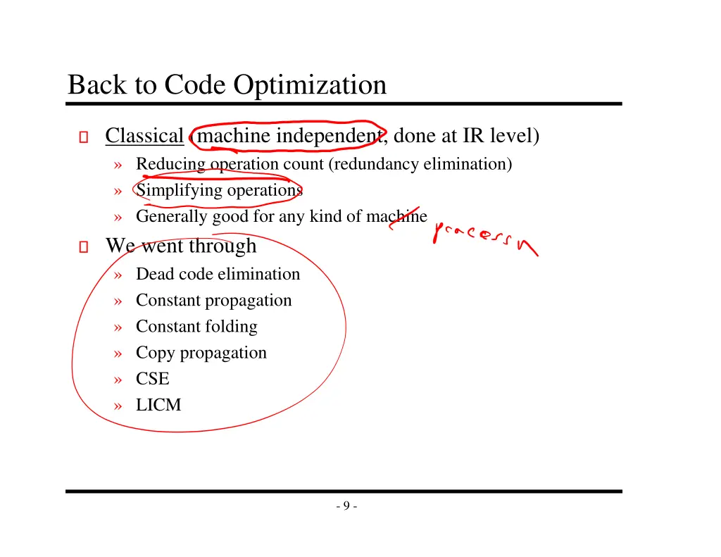 back to code optimization