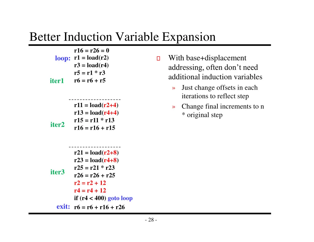 better induction variable expansion r16 r26 0