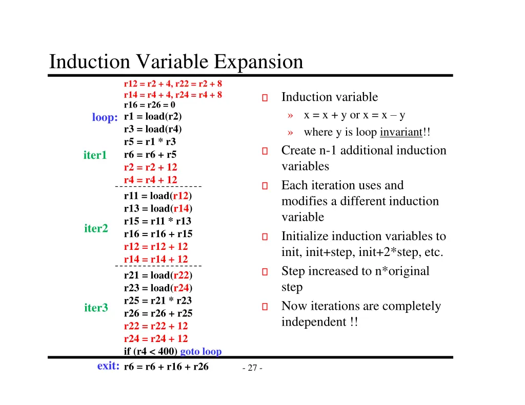 induction variable expansion