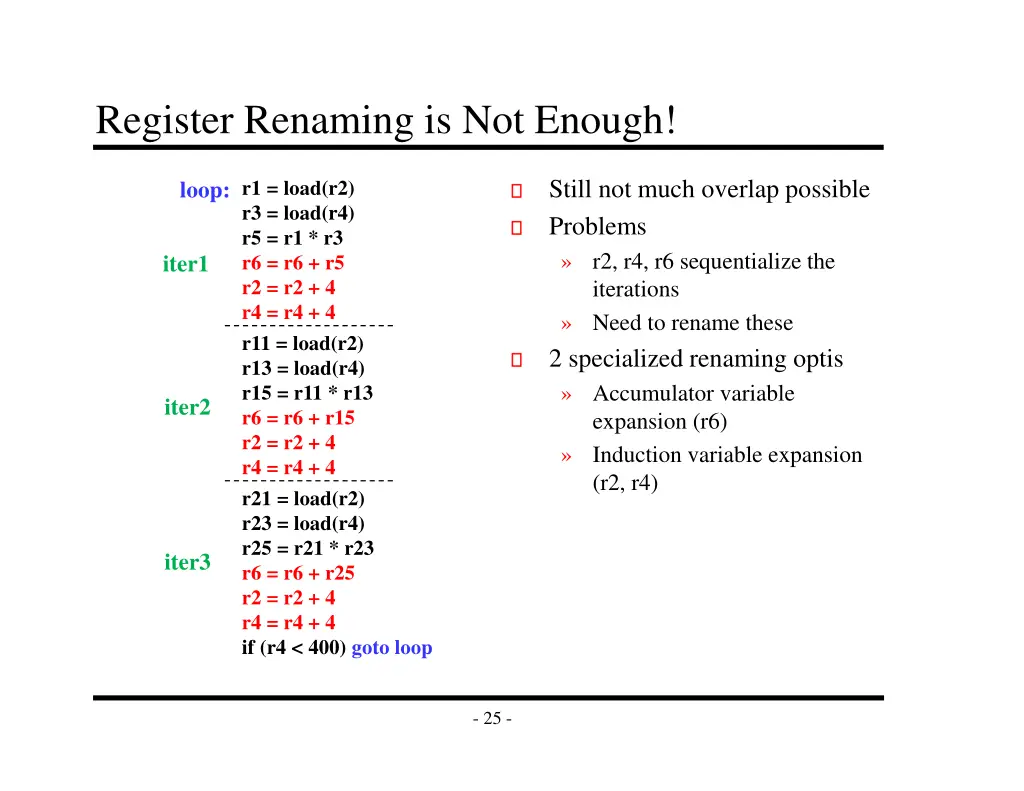 register renaming is not enough