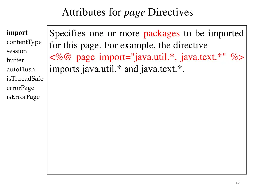 attributes for page directives