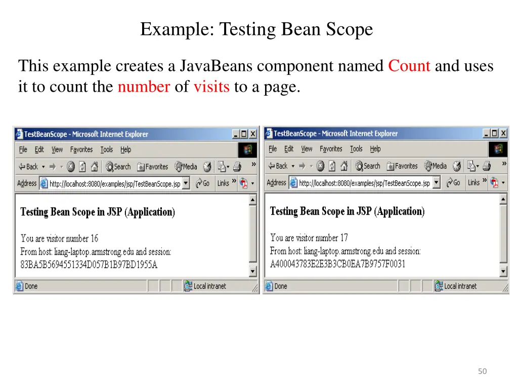 example testing bean scope
