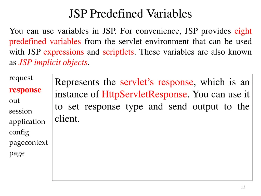 jsp predefined variables 1