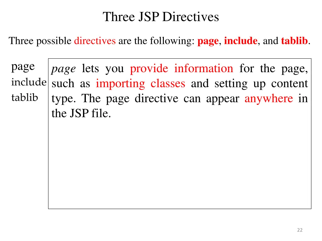 three jsp directives