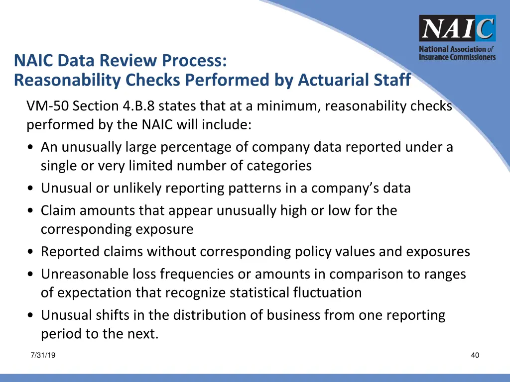 naic data review process reasonability checks