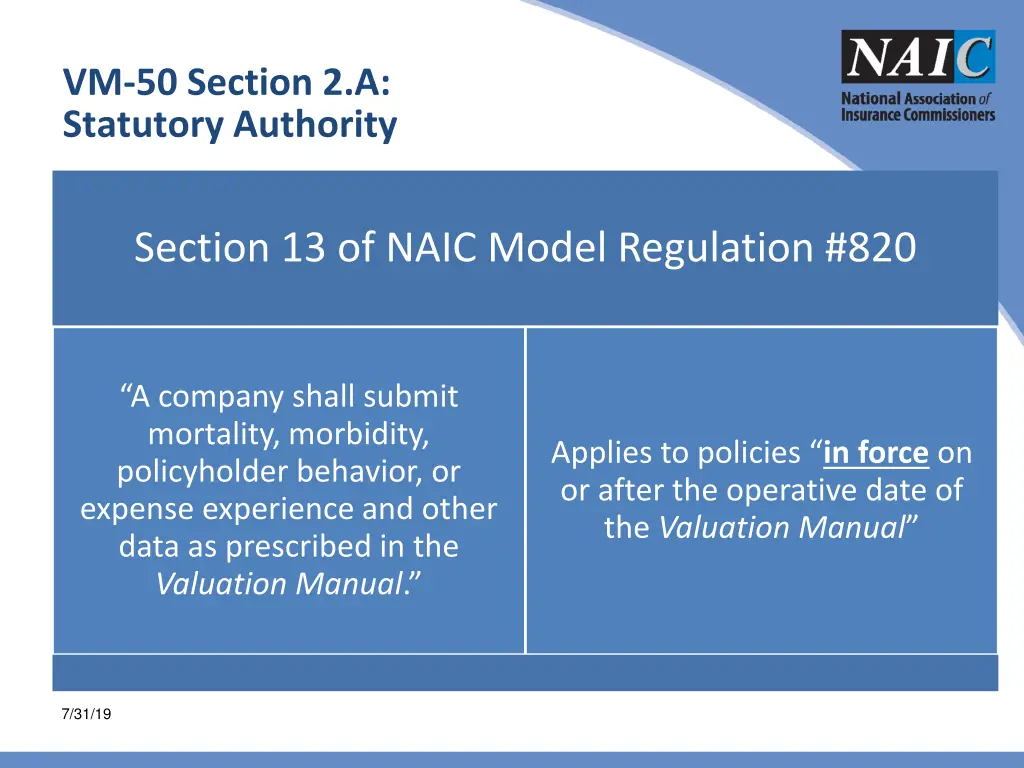 vm 50 section 2 a statutory authority