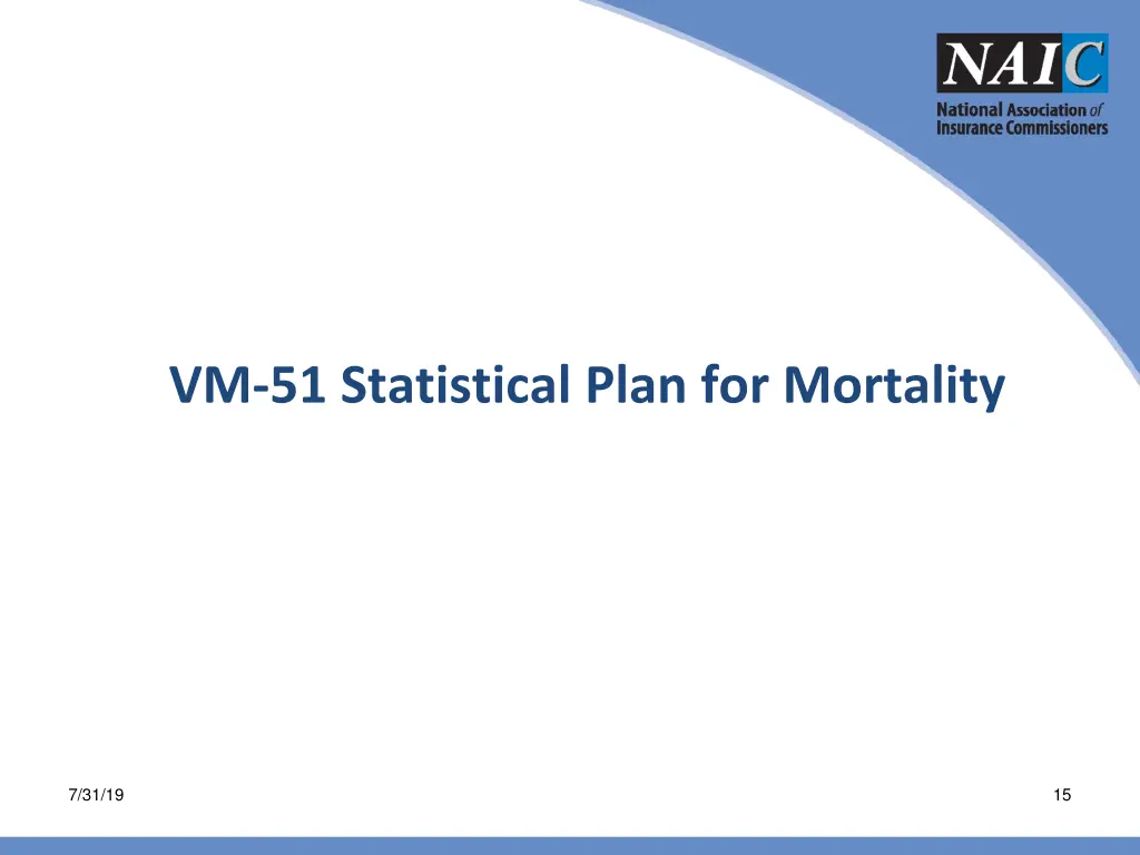 vm 51 statistical plan for mortality
