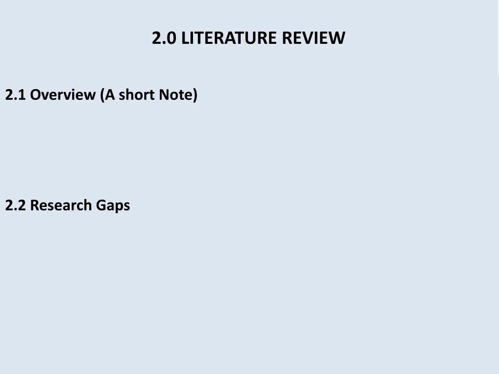 2 0 literature review