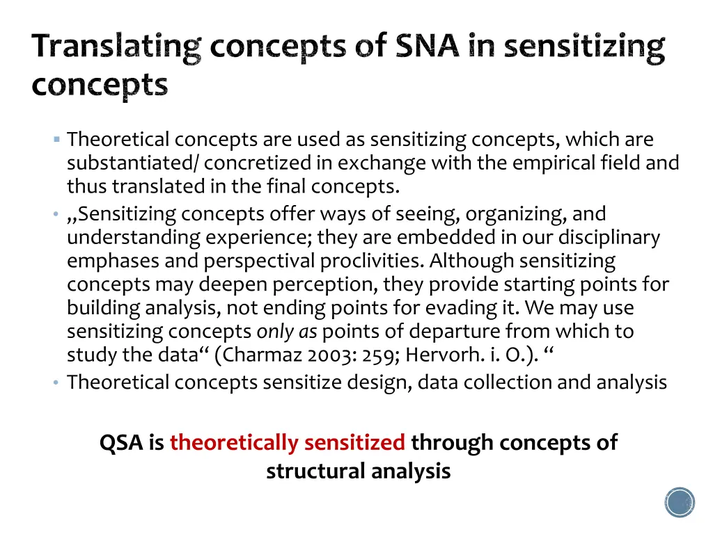 translating concepts of sna in sensitizing