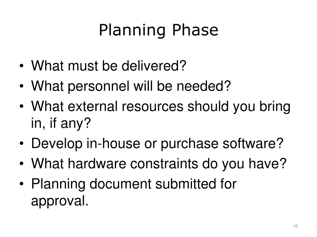 planning phase