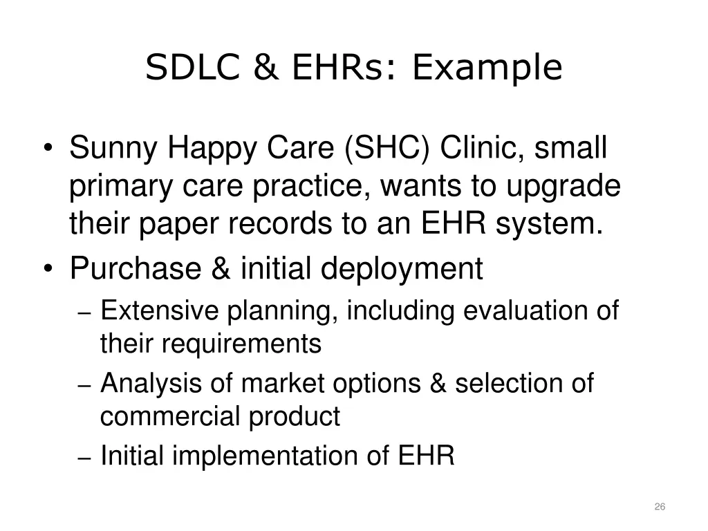 sdlc ehrs example