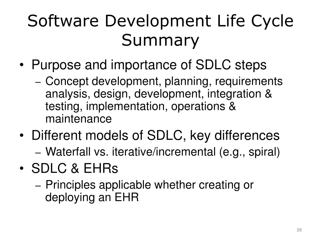 software development life cycle summary