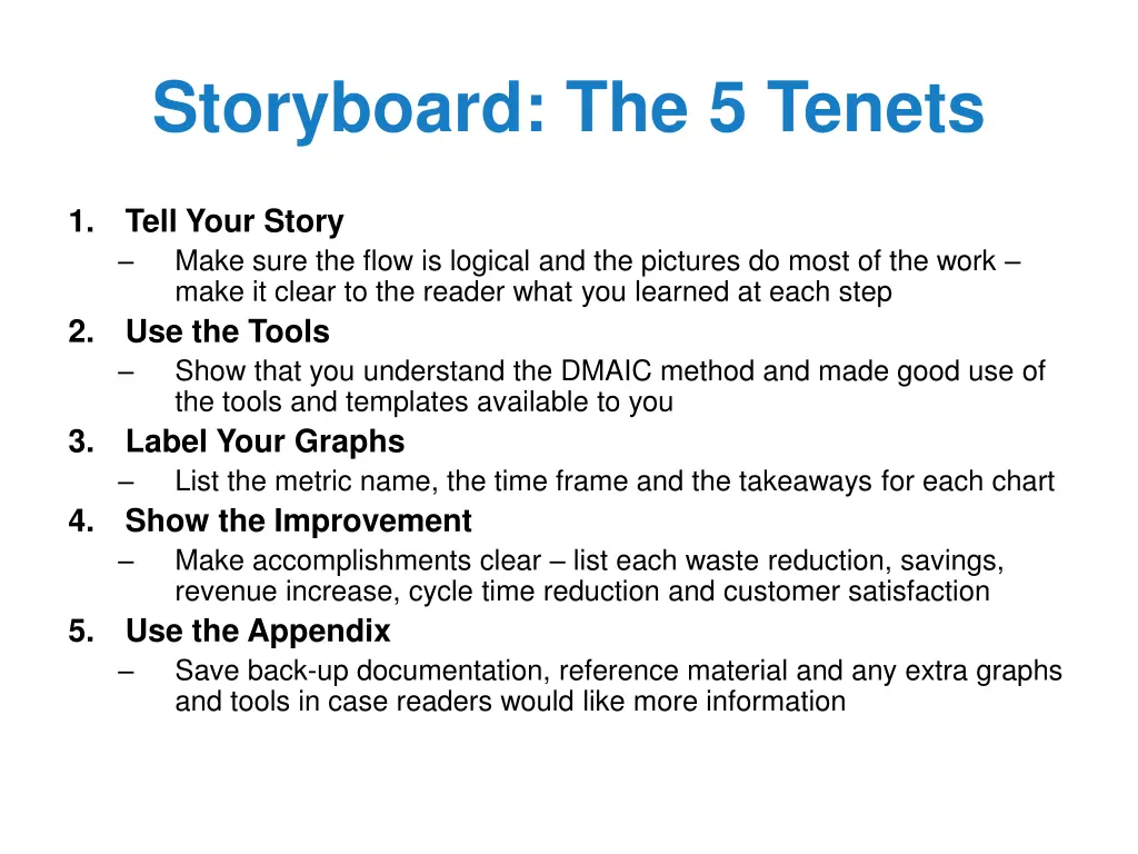 storyboard the 5 tenets