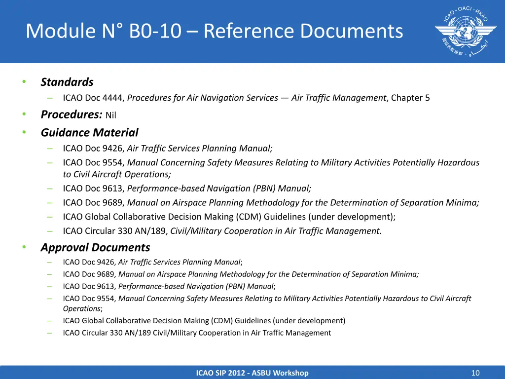 module n b0 10 reference documents