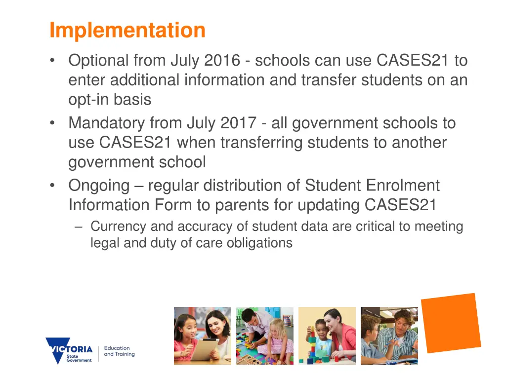 implementation optional from july 2016 schools