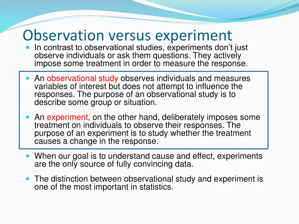 observation versus experiment in contrast