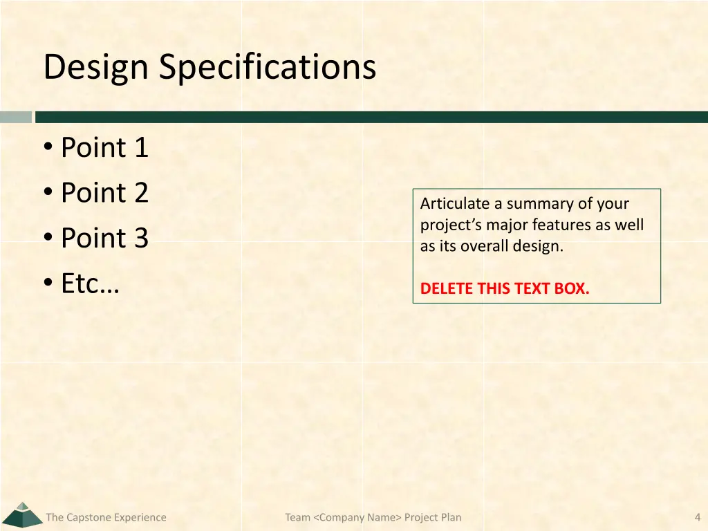 design specifications