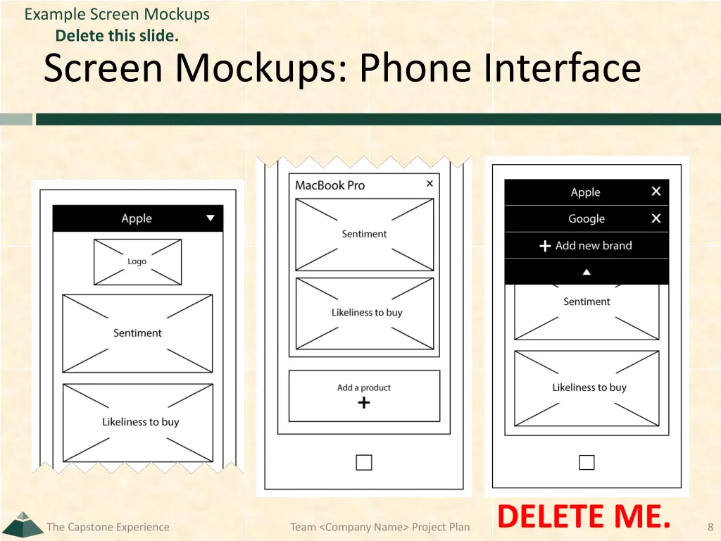 example screen mockups delete this slide