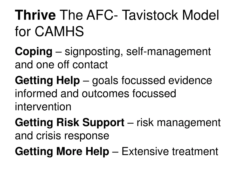 thrive the afc tavistock model for camhs coping