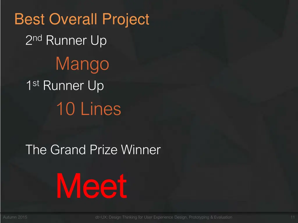 best overall project 2 nd runner up mango